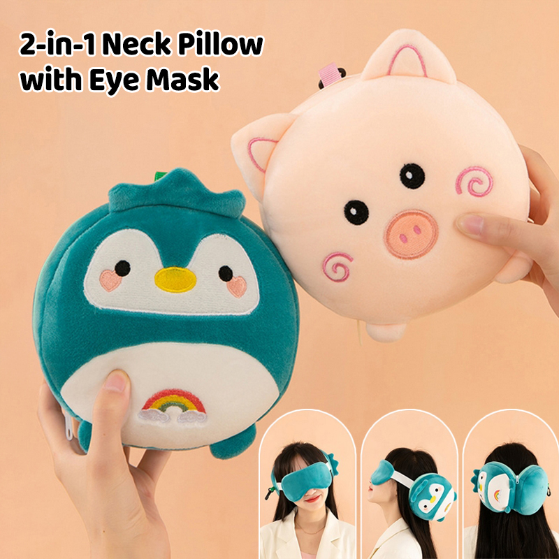 Travel Accessories Pillow - (BF06) Karikatür 2-In-1 Boyun Yastığı Göz