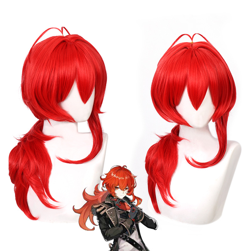 Travel Accessories For Men - Genshin Impact Diluc Cosplay Peruk Gezgin
