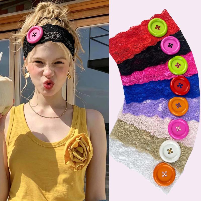 Travel Yoga Accessories - Vintage Dantel Büyük Düğme Kafa Bandı