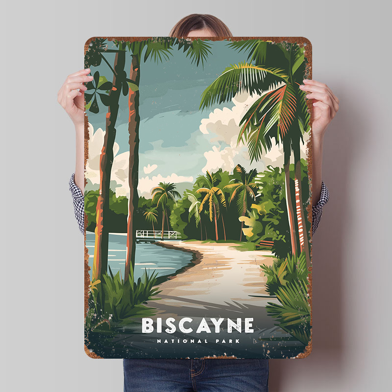 Travel Accessories For Europe - Biscayne Ulusal Parkı Seyahat Posteri Özelleştirilmiş