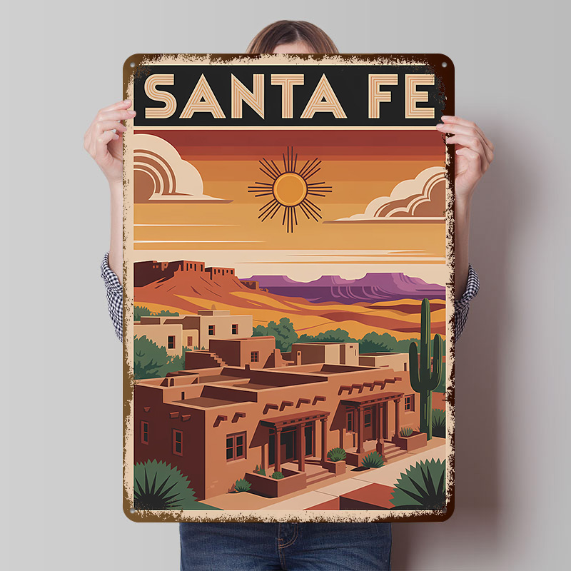 Travel Accessories For Europe - Santa Fe Seyahat Posteri Özelleştirilmiş Vintage