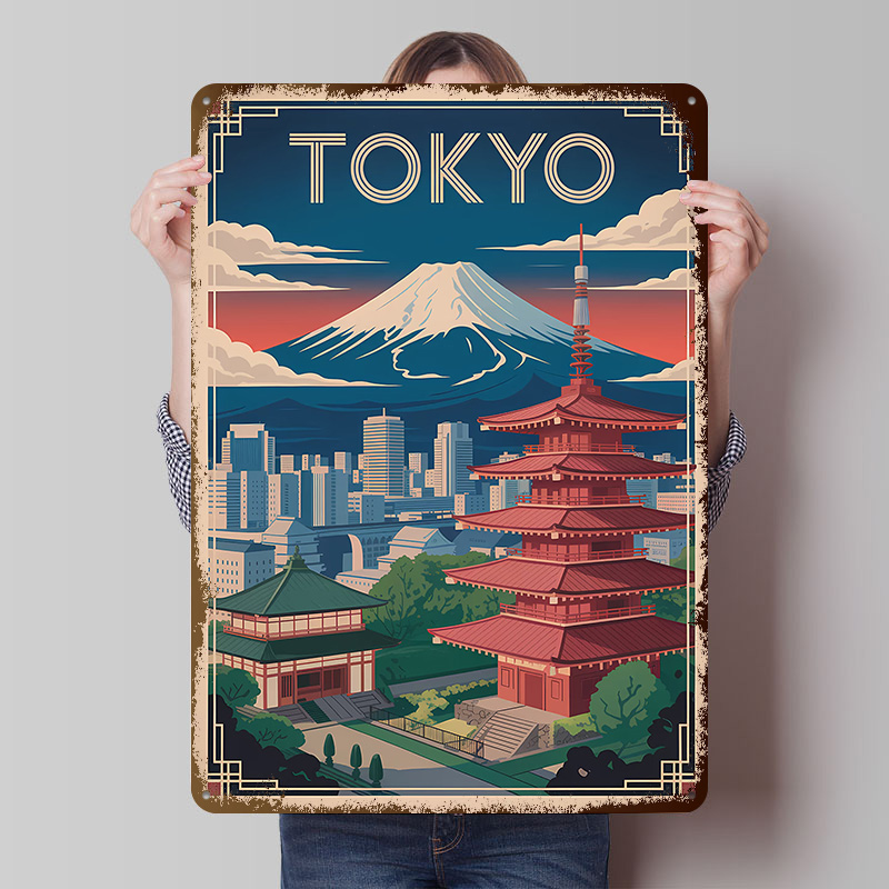 Travel Accessories For Europe - Tokyo Seyahatleri Fuji Dağı Metal Posteri