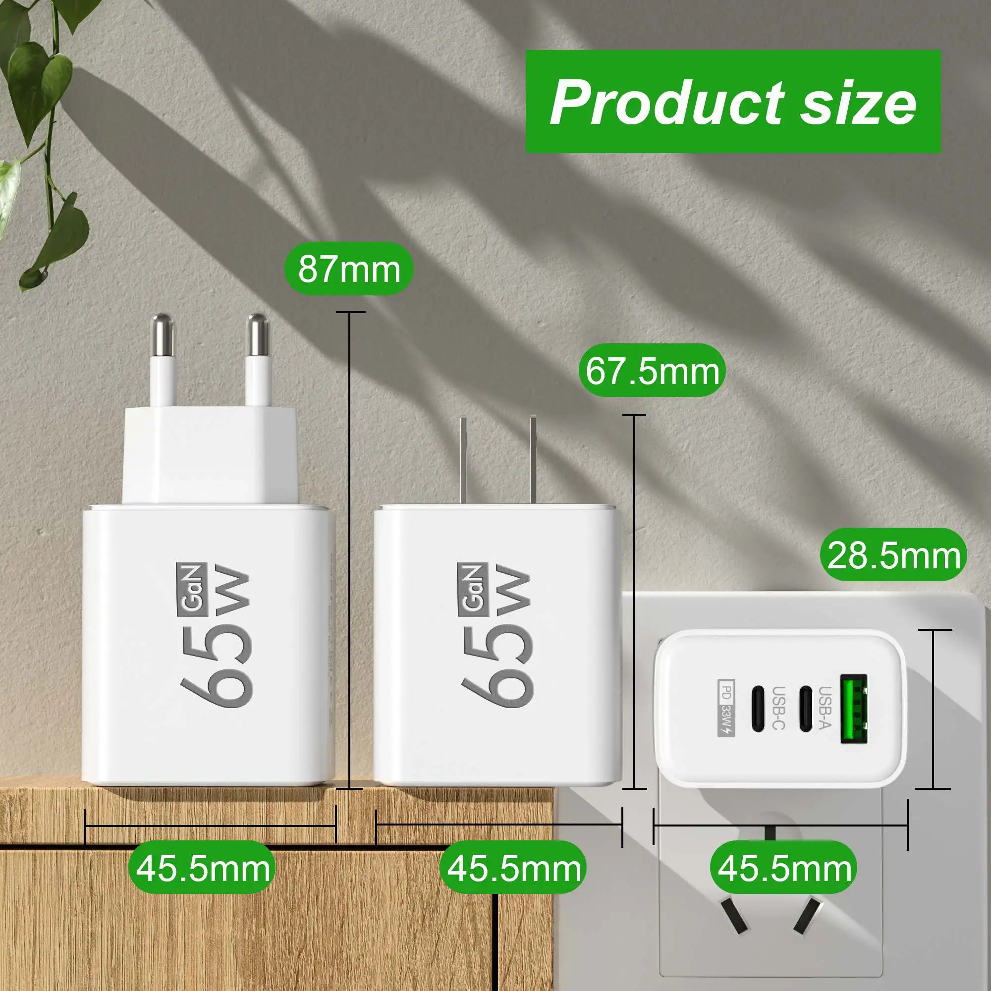 Travel Accessories Inc - Katlanabilir 65W GaN 3 Bağlantı Noktalı