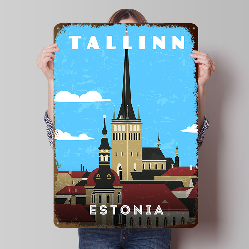 Estonya Retro Seyahat Posteri  - Travel Accessories For Europe incelemesi ve fiyatı